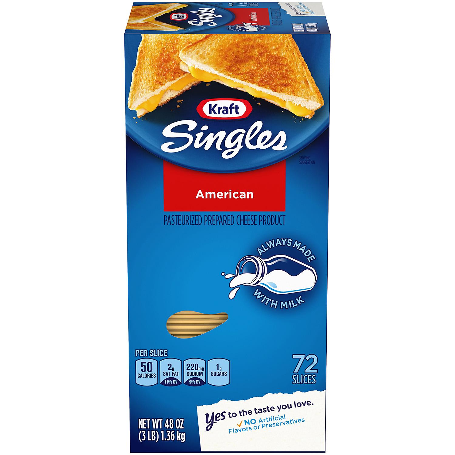 Kraft Singles American Cheese Slices 48 oz. box, 72 ct